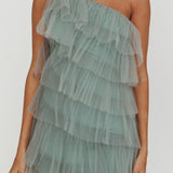 Arrabel Tiered Ruffle Tulle Maxi Dress Sage