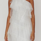 Arrabel Tiered Ruffle Tulle Maxi Dress White