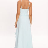Arrabel Ruffle Split Maxi Dress Blue