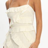 Arrabel Ruffle Split Maxi Dress Ivory