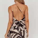 Arrabel Tiered Ruffle Asymmetric Mini Dress Black