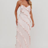 Arrabel Ruffle Trim Maxi Dress Blush