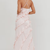 Arrabel Ruffle Trim Maxi Dress Blush