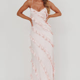 Arrabel Ruffle Trim Maxi Dress Blush