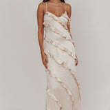 Arrabel Ruffle Trim Maxi Dress Champagne