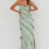 Arrabel Ruffle Trim Maxi Dress Sage
