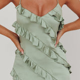 Arrabel Ruffle Trim Maxi Dress Sage