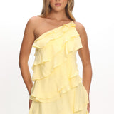 Arrabel Tiered Ruffle Mini Dress Yellow