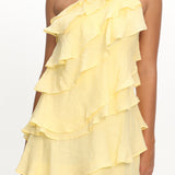 Arrabel Tiered Ruffle Mini Dress Yellow