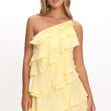 Arrabel Tiered Ruffle Mini Dress Yellow