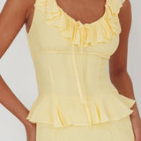 Arrabel Ruffle Trim Bust Tie Maxi Dress Banana