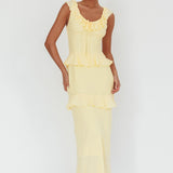 Arrabel Ruffle Trim Bust Tie Maxi Dress Banana