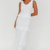Arrabel Ruffle Trim Bust Tie Maxi Dress White