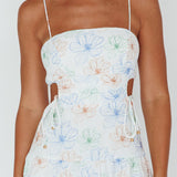 Aloha Cut-Out Waist Midi Dress Floral Blue
