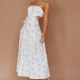 Aloha Cut-Out Waist Midi Dress Floral Pink