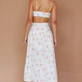 Aloha Cut-Out Waist Midi Dress Floral Pink