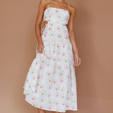 Aloha Cut-Out Waist Midi Dress Floral Pink