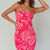 Spring Fever Lace-Up Back Mini Dress Floral Pink