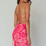 Spring Fever Lace-Up Back Mini Dress Floral Pink
