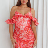 Catania Off-Shoulder Ruffle Mini Dress Floral Pink