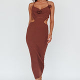 Rue Rose Accent Ribbed Knit Midi Dress Coco