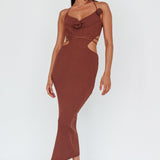 Rue Rose Accent Ribbed Knit Midi Dress Coco