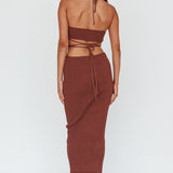 Rue Rose Accent Ribbed Knit Midi Dress Coco