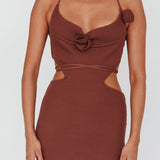 Rue Rose Accent Ribbed Knit Midi Dress Coco