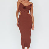 Rue Rose Accent Ribbed Knit Midi Dress Coco