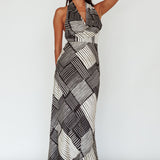 Kailie Halterneck Midi Dress Crosshatch Black