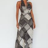 Kailie Halterneck Midi Dress Crosshatch Black