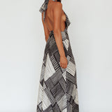 Kailie Halterneck Midi Dress Crosshatch Black