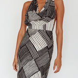 Kailie Halterneck Midi Dress Crosshatch Black