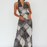 Kailie Halterneck Midi Dress Crosshatch Black