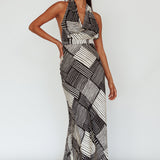Kailie Halterneck Midi Dress Crosshatch Black