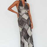 Kailie Halterneck Midi Dress Crosshatch Black