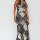 Kailie Halterneck Midi Dress Crosshatch Black
