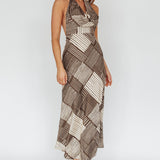 Kailie Halterneck Midi Dress Crosshatch Olive