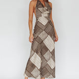 Kailie Halterneck Midi Dress Crosshatch Olive