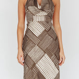 Kailie Halterneck Midi Dress Crosshatch Olive