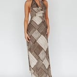 Kailie Halterneck Midi Dress Crosshatch Olive