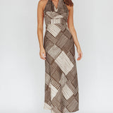 Kailie Halterneck Midi Dress Crosshatch Olive
