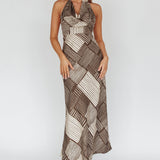 Kailie Halterneck Midi Dress Crosshatch Olive