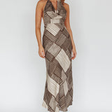 Kailie Halterneck Midi Dress Crosshatch Olive