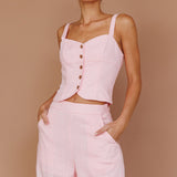 Play It Cool Button Up Top Pink