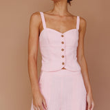 Play It Cool Button Up Top Pink