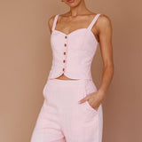 Play It Cool Button Up Top Pink