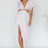 Getaway Cut-Out Waist Midi Dress Pink