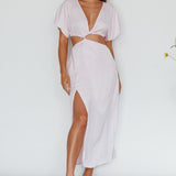 Getaway Cut-Out Waist Midi Dress Pink