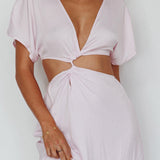 Getaway Cut-Out Waist Midi Dress Pink